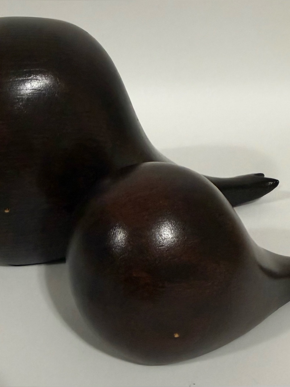 IKEA Vintage Hand-Carved Wooden Sperm Whales Mom And Baby Minimal